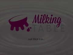 Milking Table Sloppy Ball Sucking with Cock Milk Thumb