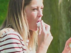 Impressive upskirt voyeur video of a hot girl in the park Thumb