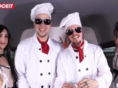 LETSDOEIT - Steak And Blowjob Treatment In The Sex Bus For German Amateurs Thumb