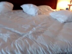 skinny milf strapped to hotel bed fucked and given a facial while holiday Thumb