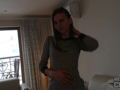 girl 19yo ieva with braces nervous first time on hidden camera Thumb