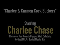 Cock Sucking Cougar Charlee Chase & Petite Carmen Valentina Suck Dick! Thumb