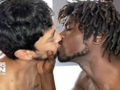 CORY KOONS GETS BAREBACK STRETCHED WITH DEVIN TREZ’S GIANT BLACK COCK Thumb