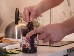 RIM4K. Strong desire to have sex fills the married couple in the kitchen Thumb