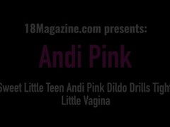 Masturbating Teen Cutie Andi Pink Dildo Fucks & Vibes Tight Little Vagina! Thumb