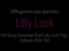 Hot Young American Coed Lilly Luck Pops Balloons With Tits! Thumb