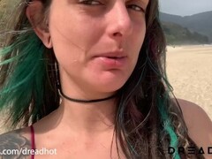 Public at Beach! Cowgirl and Big Facial - Amateur Couple Thumb