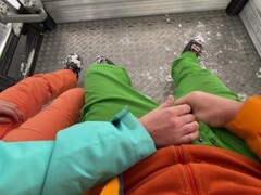 Great Risky Fun On A Cable Car - ski lift - Public Blowjob (people watched ) Thumb