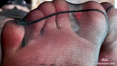 Goddess feet and toes in cute black pantyhose Thumb