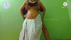 Busty Indian Wife Seducing in White Saree. Riding Desperately to Satisfy Her Partner! ~ Divya Divine Thumb