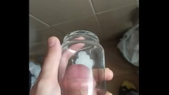 Thick white cock cum in glass Thumb