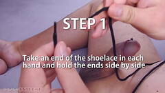 Cock And Ball Bondage Tutorial - Easy Guide How To Tie Cock &amp_ Balls With Shoelace &amp_ Masturbation with Satisfyer Men and Intense Orgasm Thumb