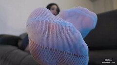 Sexy Mistress Soles And Toes in white fishnets Thumb