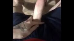 Tall athletic guy strokes thick cock after work Thumb