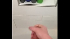 Cock ring lube stroking in shower Thumb