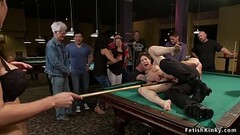 Bound slut anal fucked on pool table Thumb